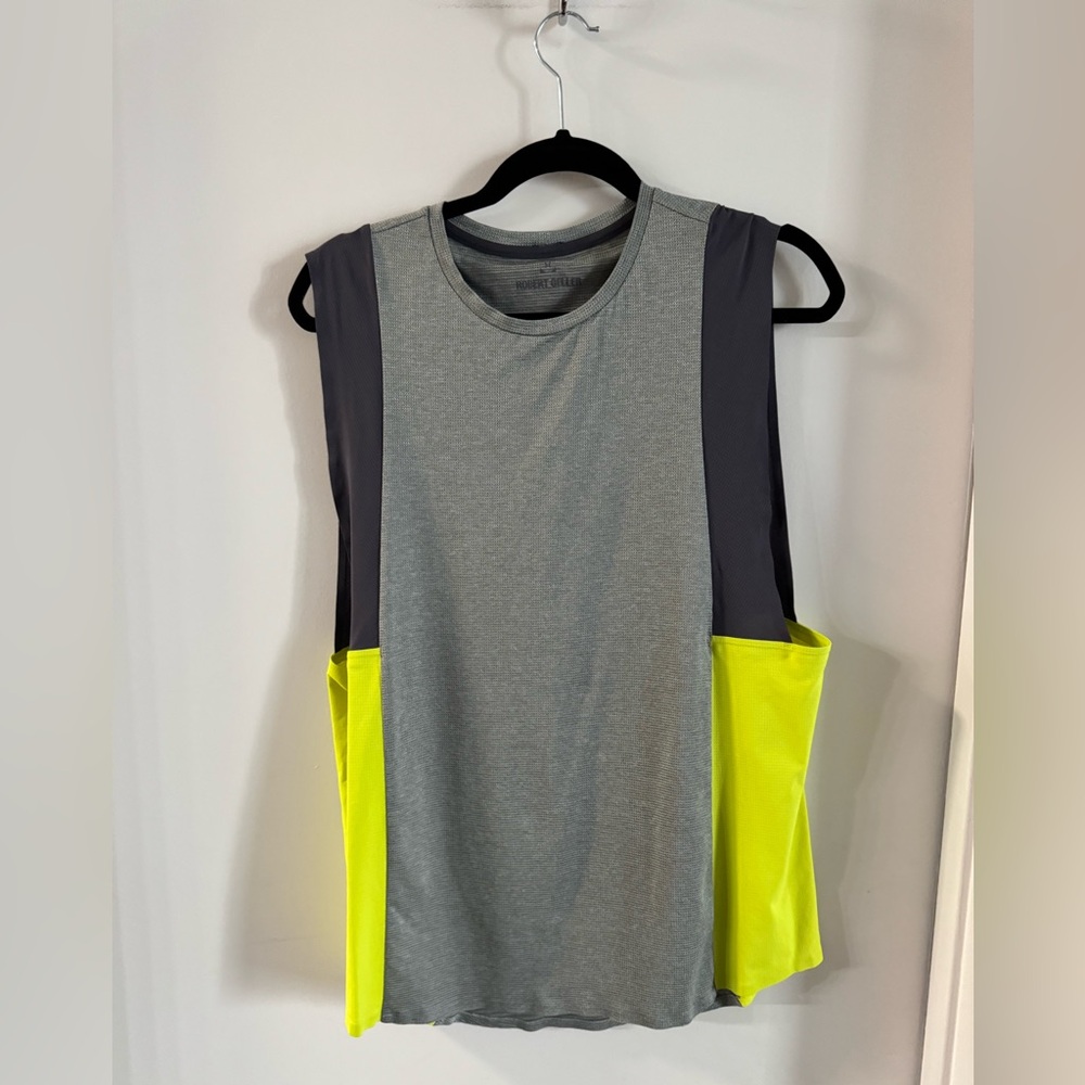 Robert Geller X Lululemon Take The Moment Tank Top Men's Small Grey/Yellow NWOT